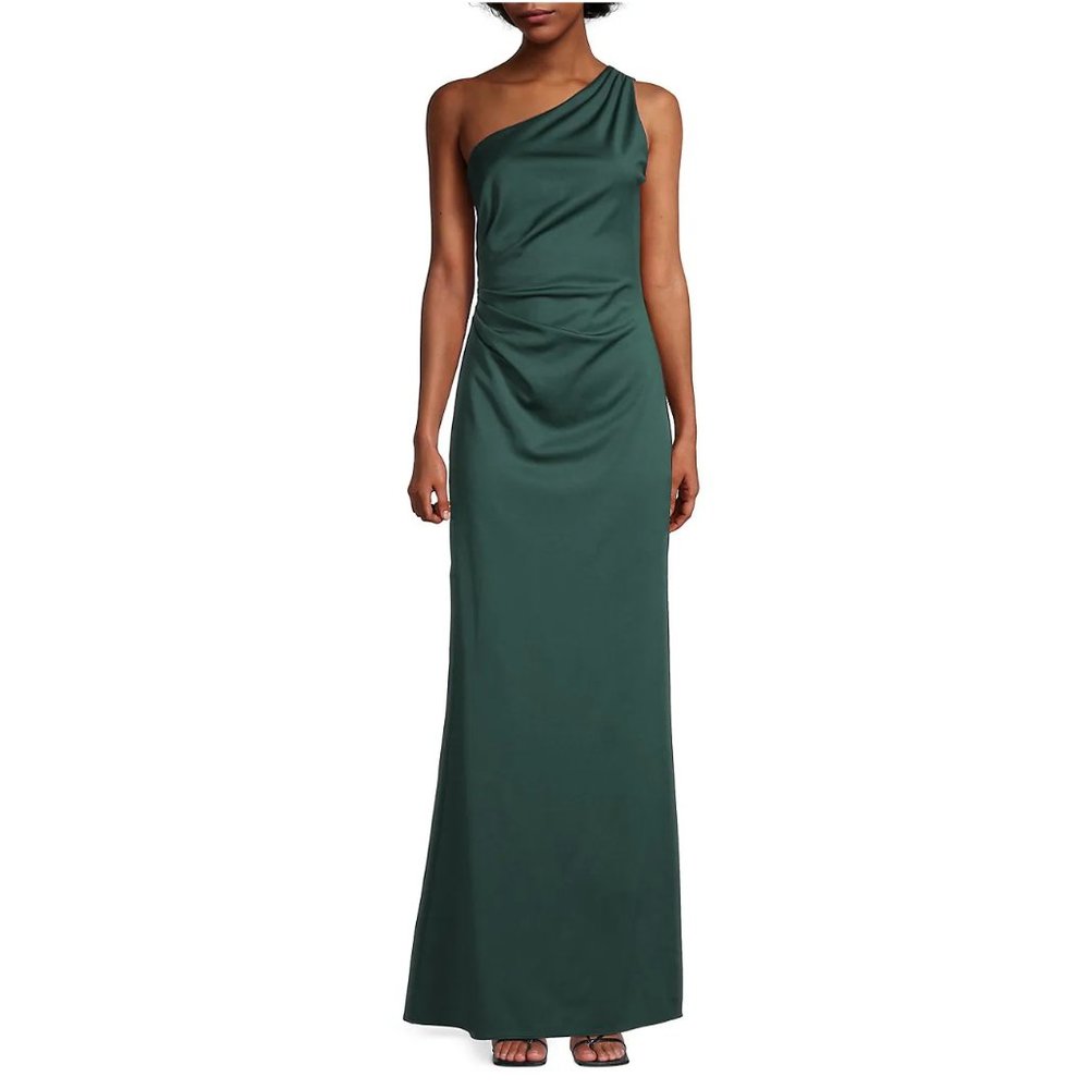 💃 NWT, Sachin & Babi Cece Asymmetric Stretch Crepe Gown, Size 10, Green